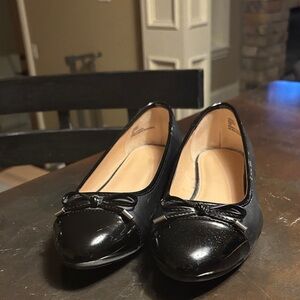 Black Leather Flats
